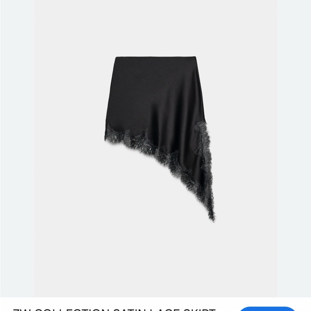 ZW Zara Collection Lace Satin Skirt in the color Dark Grey - size S